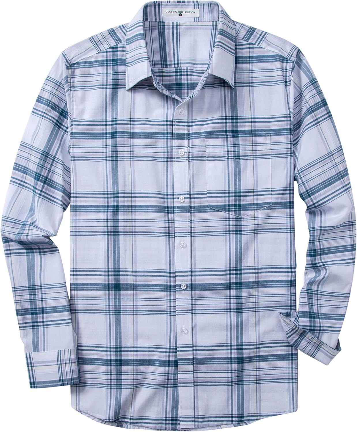 MUSE FATH Mens Long Sleeve Plaid Casual Shirts Soft Button Down with Pocket