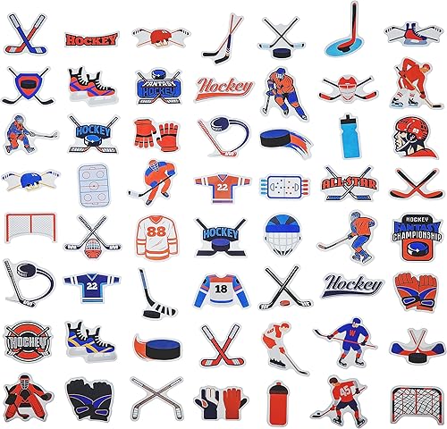 Miniatura 3 de Paquete de 100 calcomanías de hockey sobre hielo, regalos de decoración de fiesta de hockey, calcomanías impermeables para botella de agua, laptop,