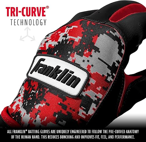 Vista 4 de Franklin Sports MLB - Guantes de bateo juveniles – Digitek Camo Baseball + Softbol – Cuero de primera calidad – Muchos tamaños + colores – Juventud