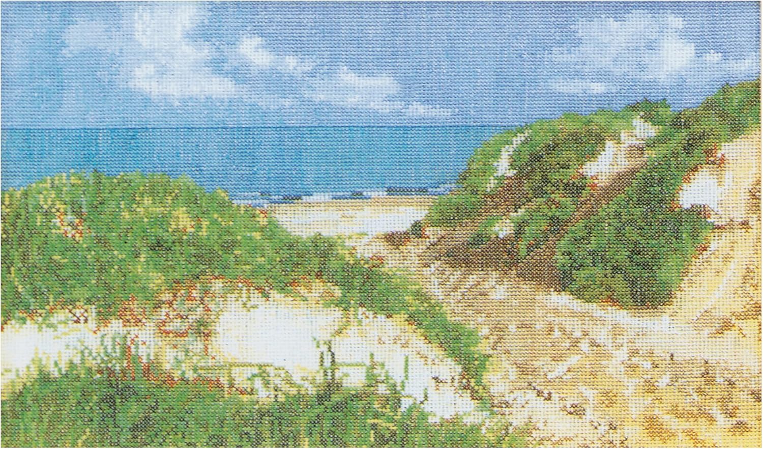 Thea Gouverneur - Counted Cross Stitch Kit - The Seashore - Aida - 16 Count - Embroidery Kit for Adults - DMC Embroidery Threads and Other Cross Stitch Supplies Included - 1052A