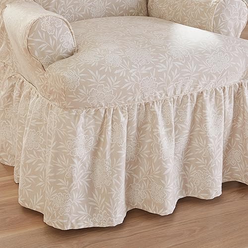 Miniatura 7 de SureFit Essential - Funda para silla de sarga con volantes, funda para silla de ala con diseño de una pieza impresa de algodón y falda con volantes,