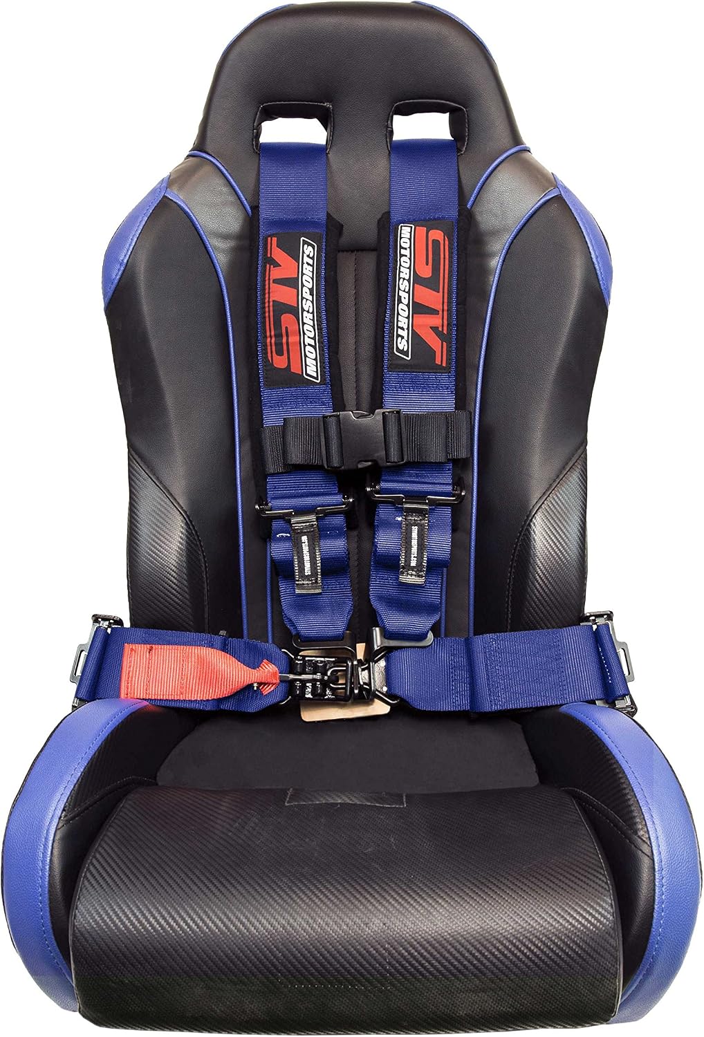 STVMotorsports 4 Point Harness - 3” Pads - Universal V-Type - Bolt In - Latch and Link Quick Release - for Off-Road, UTV, Trucks, Side by Side (SINGLE) (Blue)