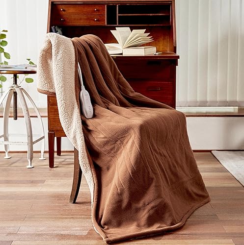 Vista 9 de Manta térmica, manta eléctrica, 50 x 60 pulgadas, manta térmica suave con 5 niveles de calefacción y 3 horas de apagado automático, protección