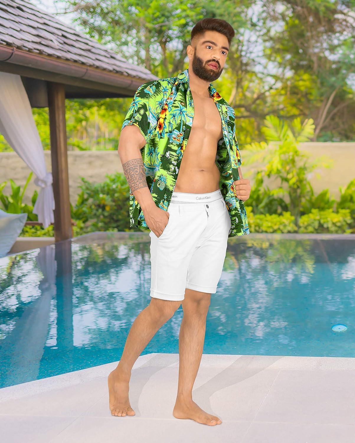 LA LEELA Men's Hawaiian Shirt Pocket Camp - Image 2