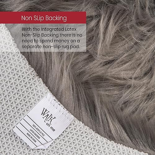 Miniatura 4 de Walk on Me Alfombra gris de piel de oveja sintética ultra suave, súper gruesa, esponjosa de 2 x 3 pies para sala de estar, dormitorio u oficina,