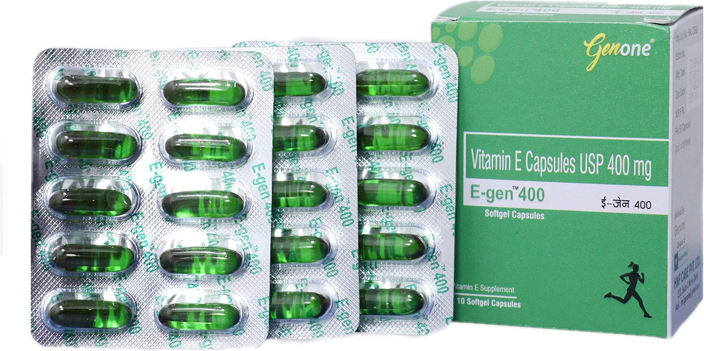 E-Gen 400 Vitamin E Capsule for Glowing Face, Skin and Hair Nutrition (30 Capsules)