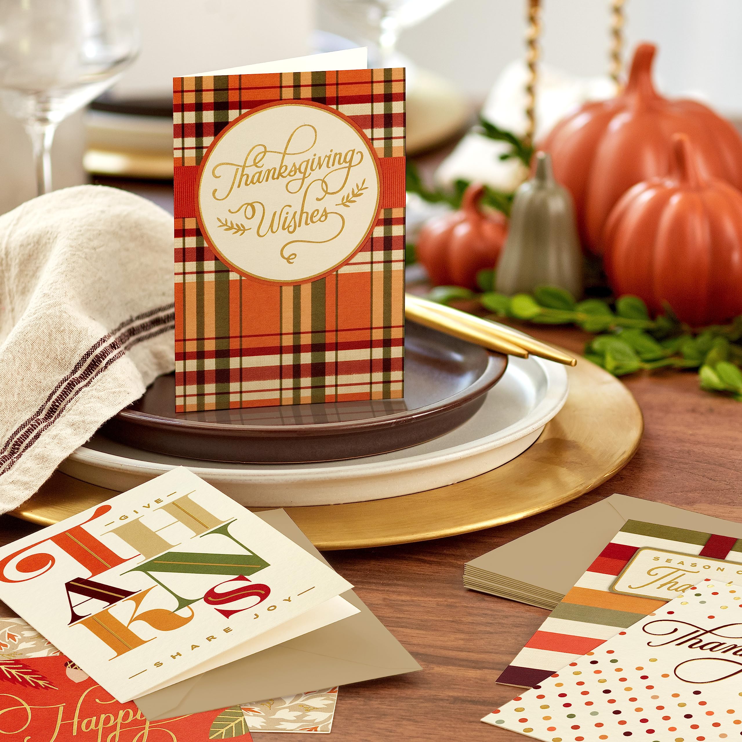 Hallmark Bulk Thanksgiving Cards Assortment (72 Cards with Envelopes) Stripes, Leaves, Plaid - Image 2