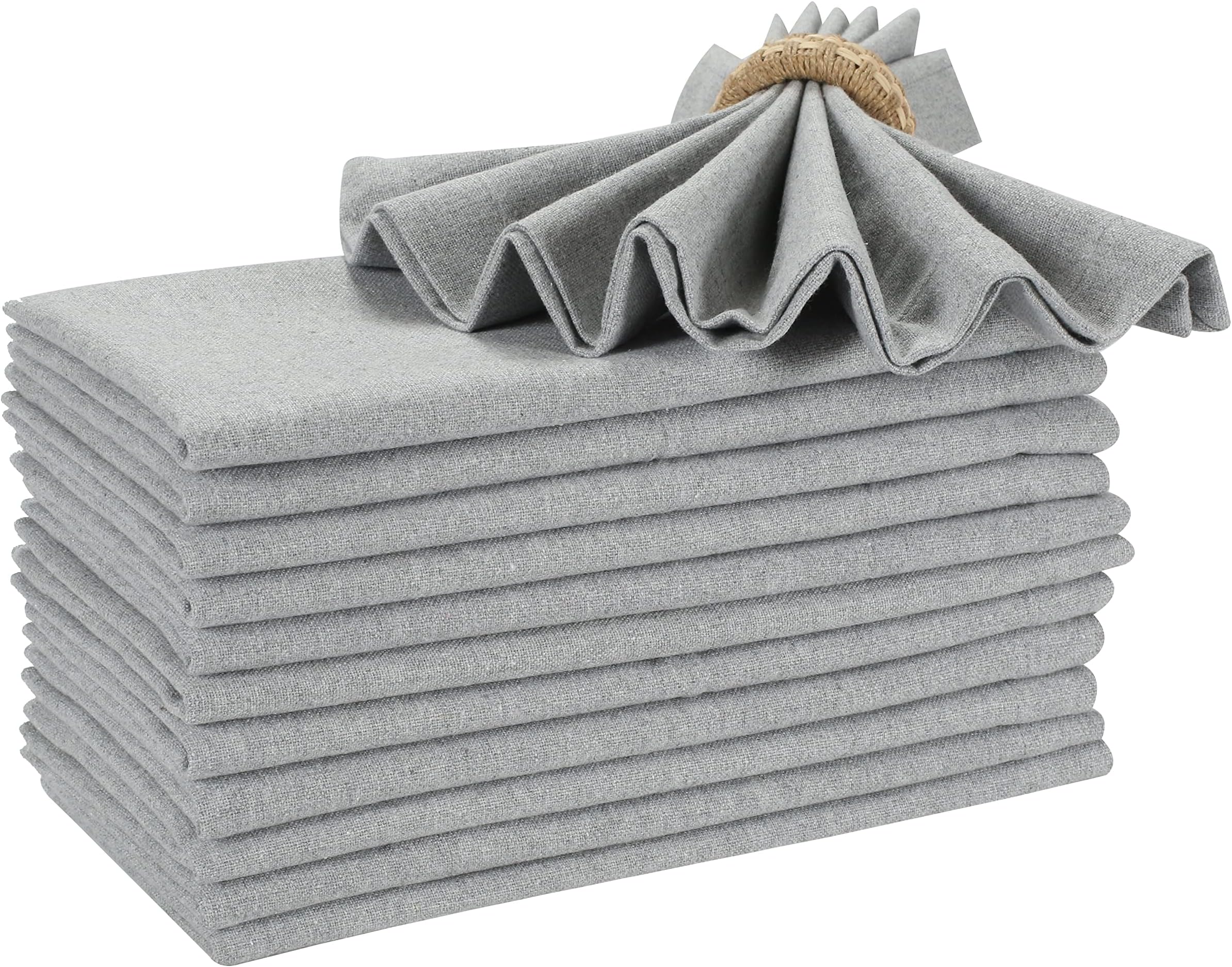 Everyday Cloth Napkin in 100% Cotton 45X45 CM Lt Grey,Wedding Napkins, Cocktails Napkins, Fabric Napkins, Cotton Napkins Mitered Corners & Generous Hem, Machine Washable Dinner Napkins, Set Of 12