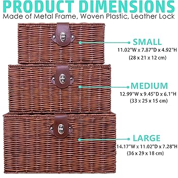 Amazon.com : Homepeaz Set of 3 Woven Wicker Storage Basket