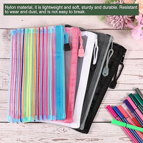 Miniatura 5 de YOKIVE Paquete de 6 bolsas de malla para cosméticos, estuches de nailon A6 | Organizadores de viaje con cremallera, bolsa de maquillaje, ideal para