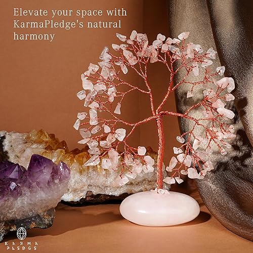 Miniatura 4 de Árbol de la vida de cristal de cuarzo rosa para mujer, decoración del hogar hecha a mano, árbol bonsái Feng Shui para energía positiva, buena