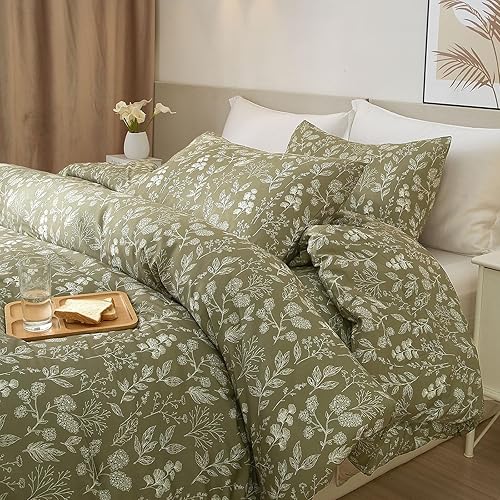 Miniatura 30 de Funda de edredón de 3 piezas, funda de edredón de algodón suave, estilo bohemio, juego de ropa de cama estética con cierre de cremallera, 4 lazos