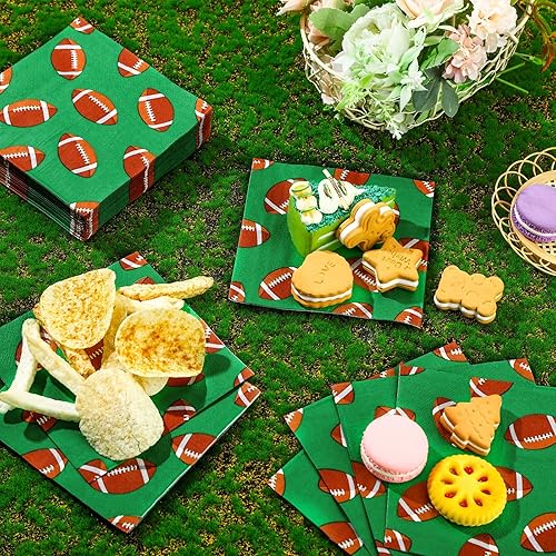 Miniatura 4 de Tinlade 100 hojas de servilletas de fútbol de fútbol, decoración de club de fútbol, servilletas de papel desechables de neón, suministros de fiesta