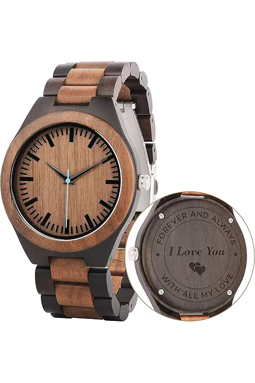 LMWOOD Personalized Wood Watch for Men Engraved Men's...
