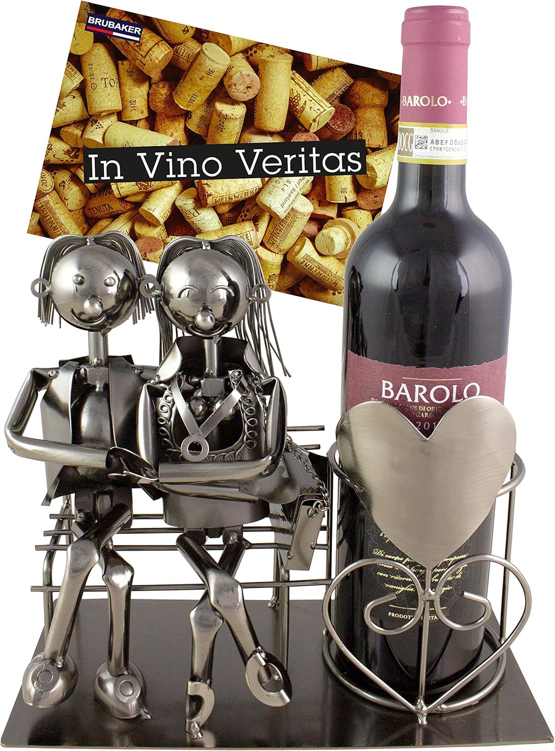 BRUBAKER Wine Bottle Holder Statue Love Couple On The Bench Sculptures and Figurines Decor & Vintage Wine Racks and Stands Gifts Decoration