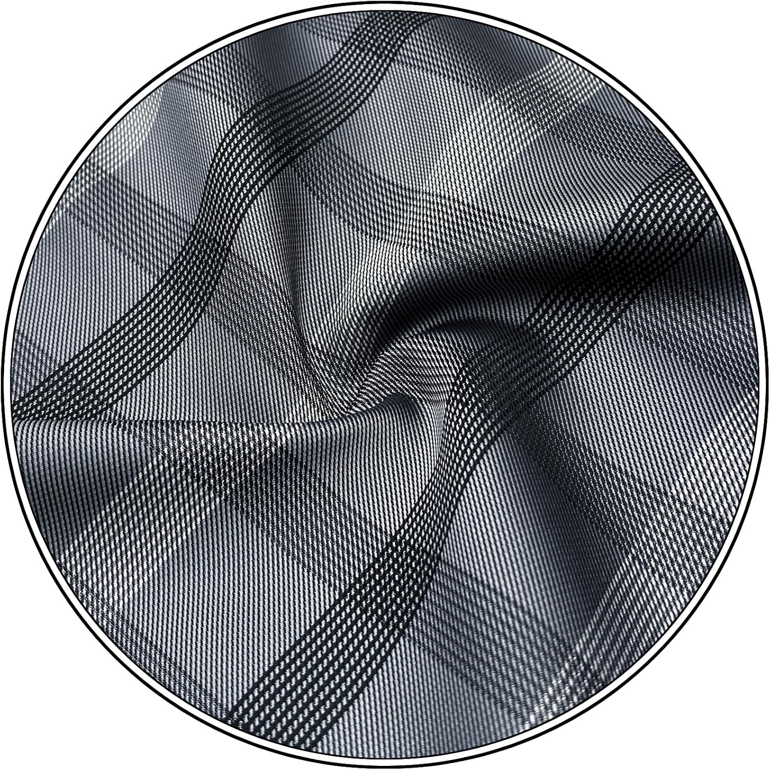 SHLAX&WING Checked Plaids Mens Pocket Square Dark Gray Handkerchief Silk Business