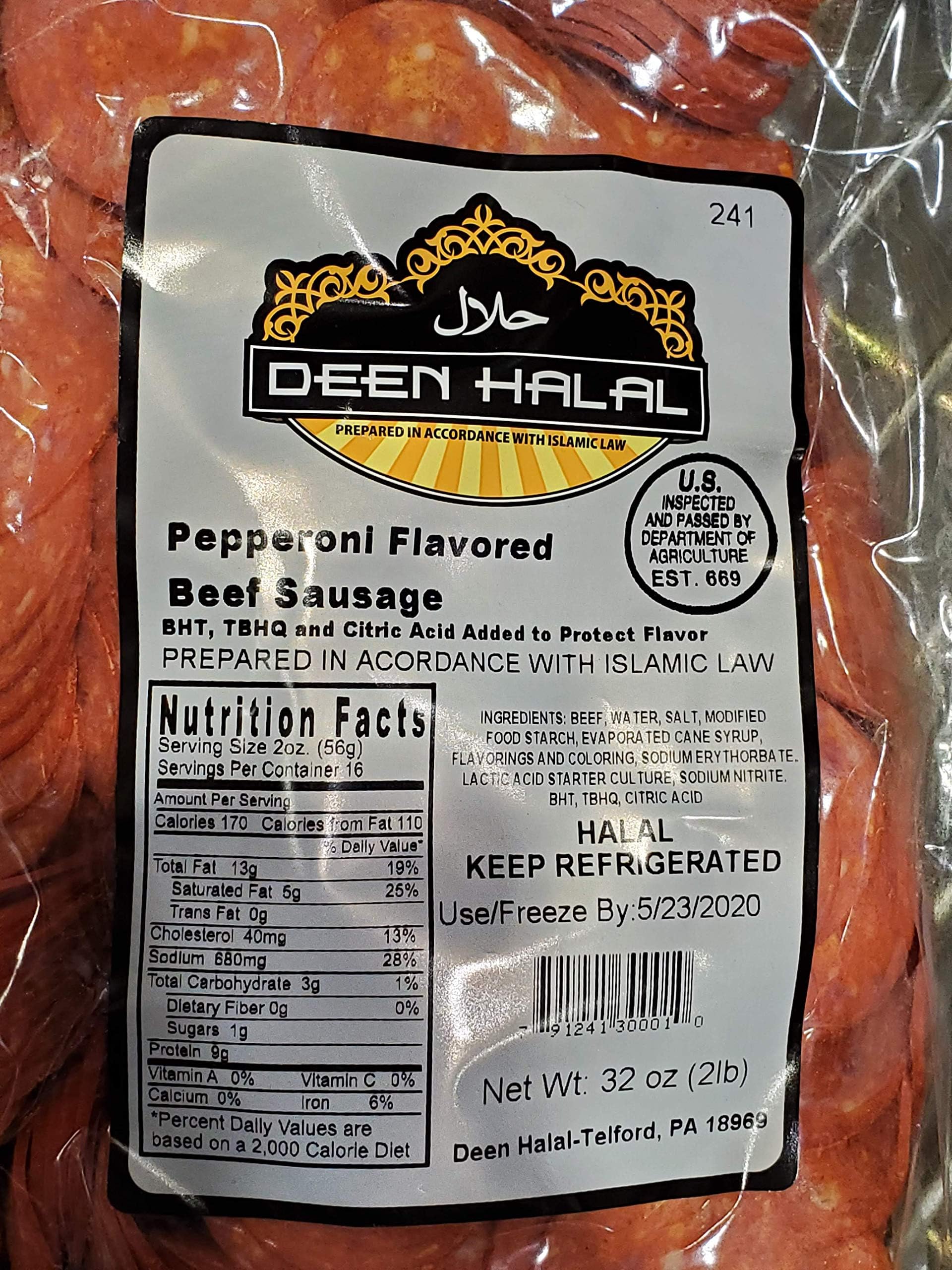 Sliced Pepperoni Flavored Beef Sausage 2lb (2 pack) Total 4lb