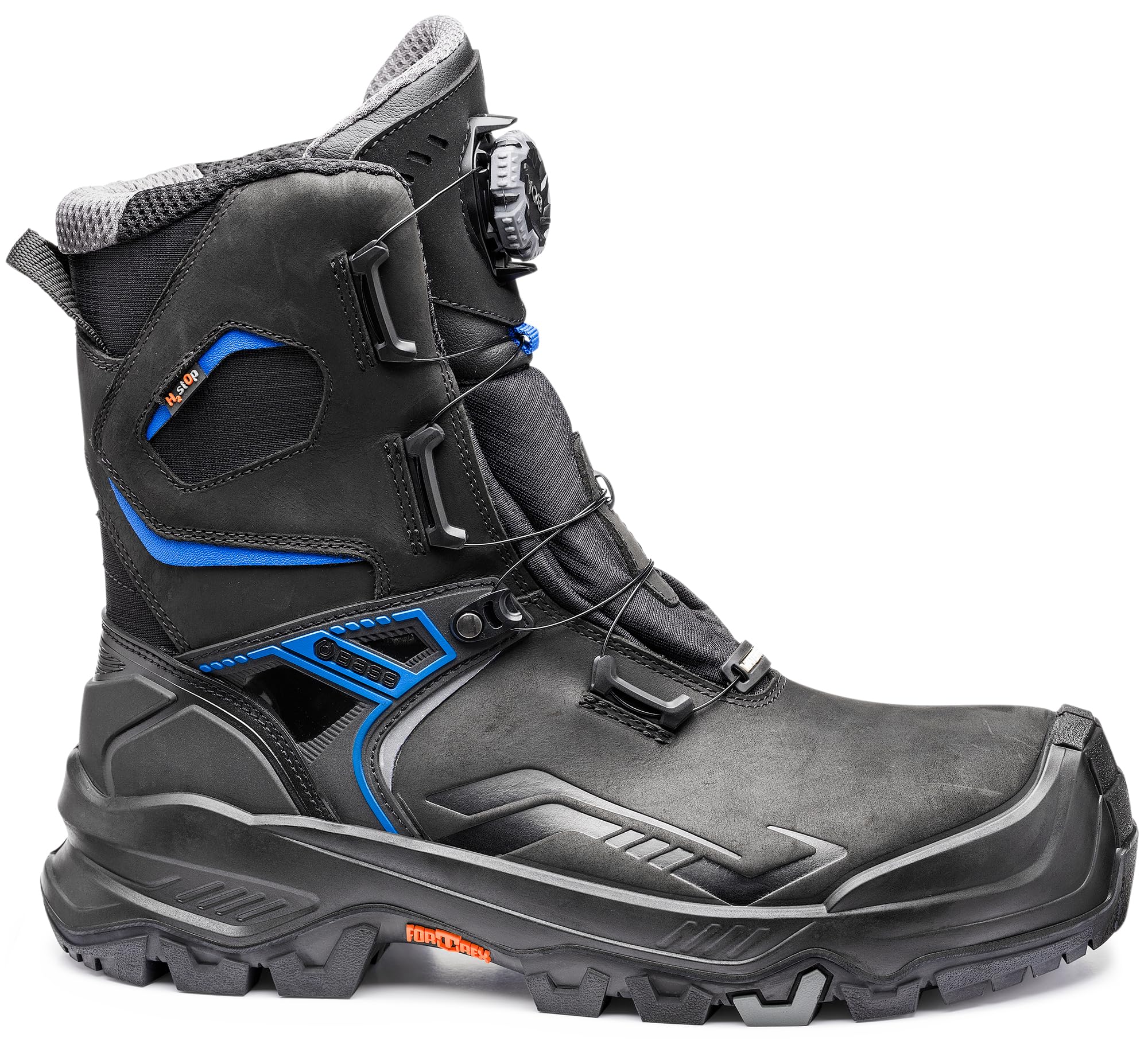 BASE T-ROBUST TOP B1613 S7S HRO CI HI WR LG SC FO SR Seamless Leather BOA Closure Dry’n Air Footbed Shield System Ladder Grip Boot, Black/Blue, UK 9