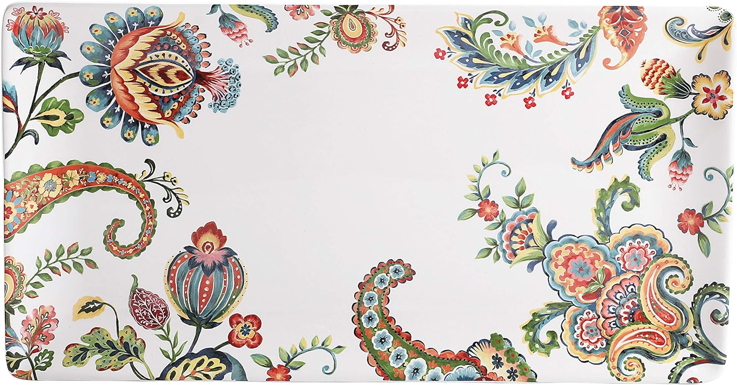 Bico Protea Cynaroides Ceramic 18 inch Rectangular Serving Platter, Microwave & Dishwasher Safe