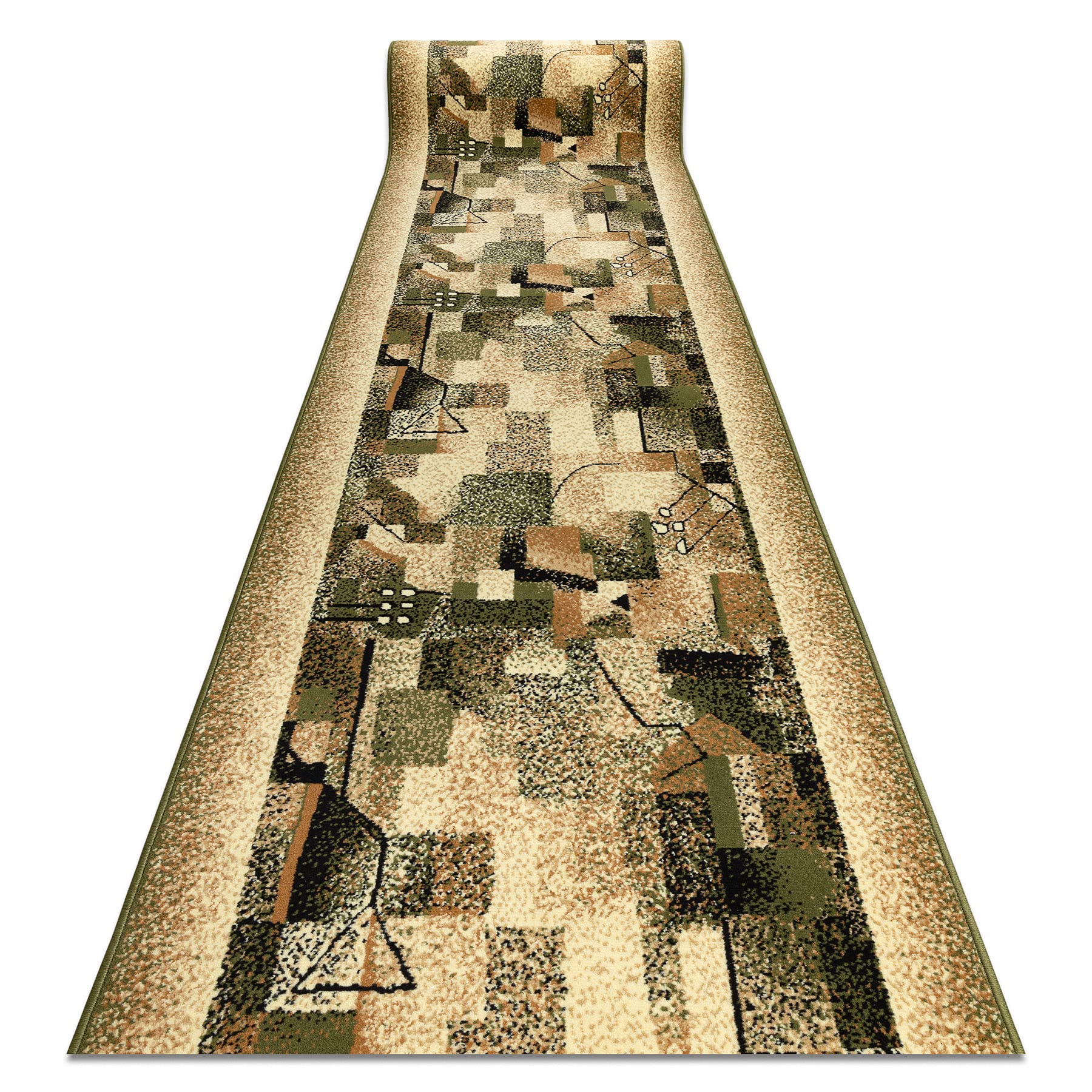 Alfombra de pasillo larga verde oliva de 70x400 cm rugsx BCF Impresja