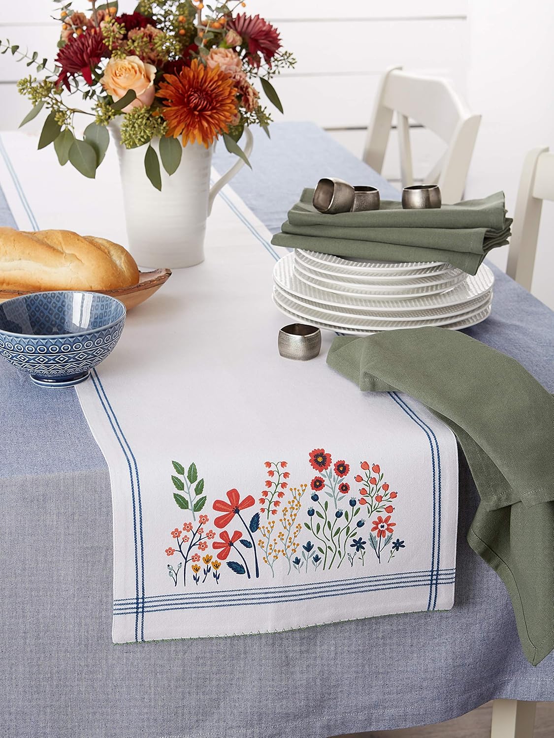 DII Table Top Décor Collection Spring & Summer Table Runner, 14x108, Flower Garden