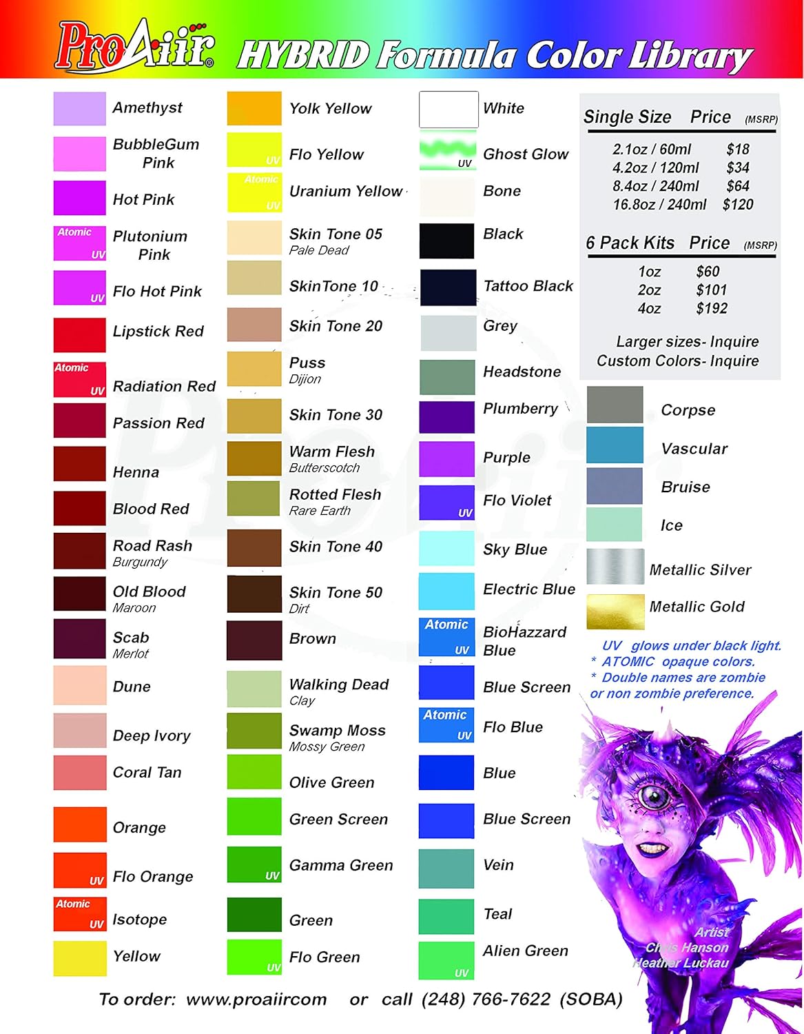 Face Painting Makeup - ProAiir Waterproof Makeup - 6 Primary Colors - 1 oz (30ml) : Beauty & Personal Care