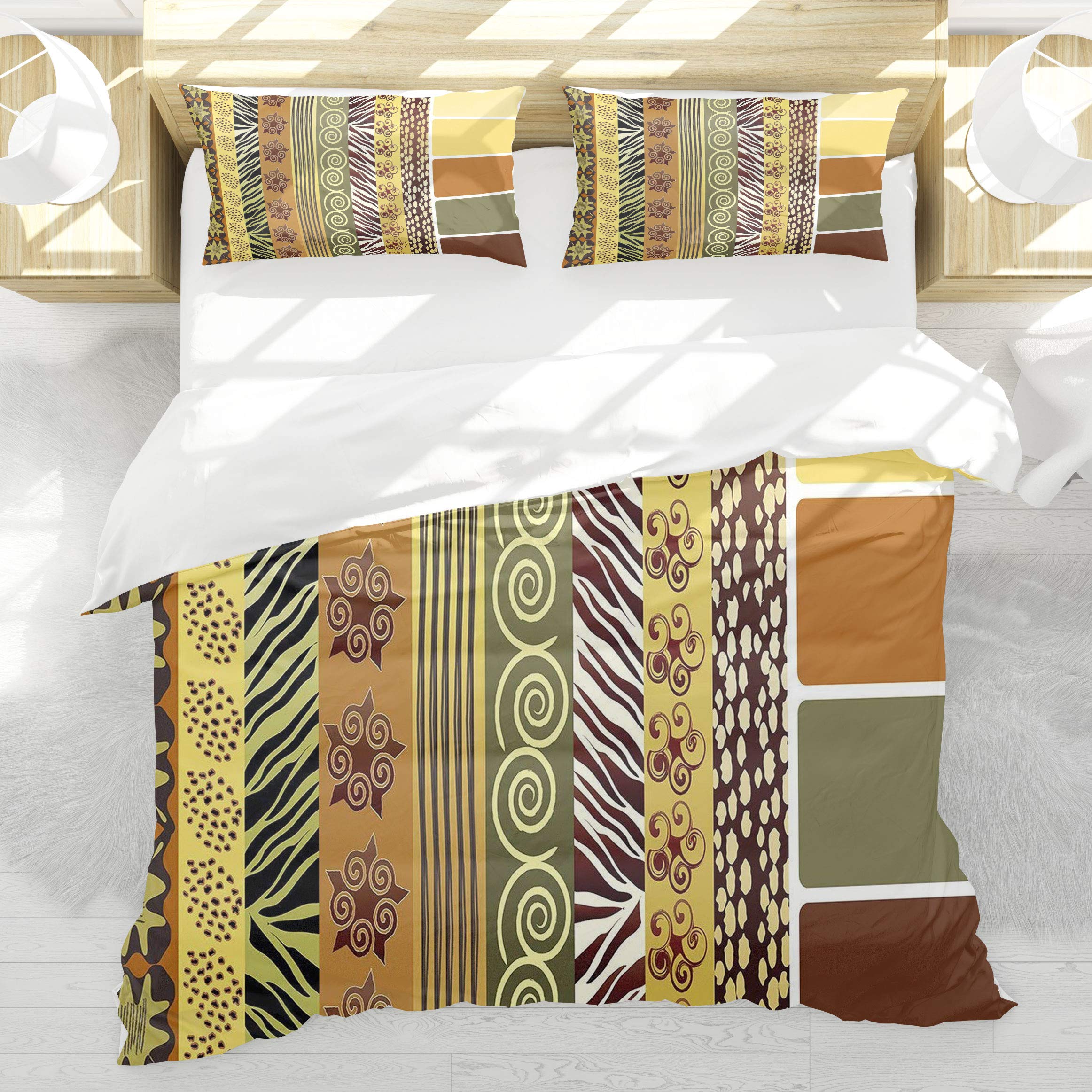 Housse de couette motif africain d'exception 140x200cm esthétique terre tonique ancienne
