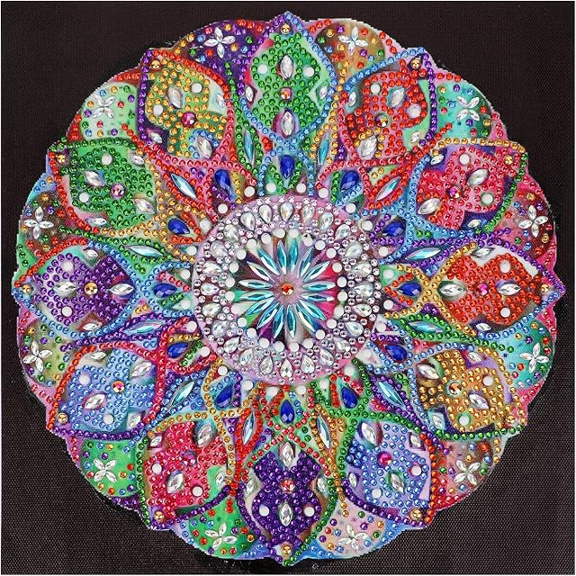 VETPW 5D DIY Mandala Flower Partial Drill Diamond Art Painting, Special Shaped DIY Diamond Rhinestone Painting Embroidery Pictures Cross Stitch Craft Arts for Home Wall Decor (30x30CM)