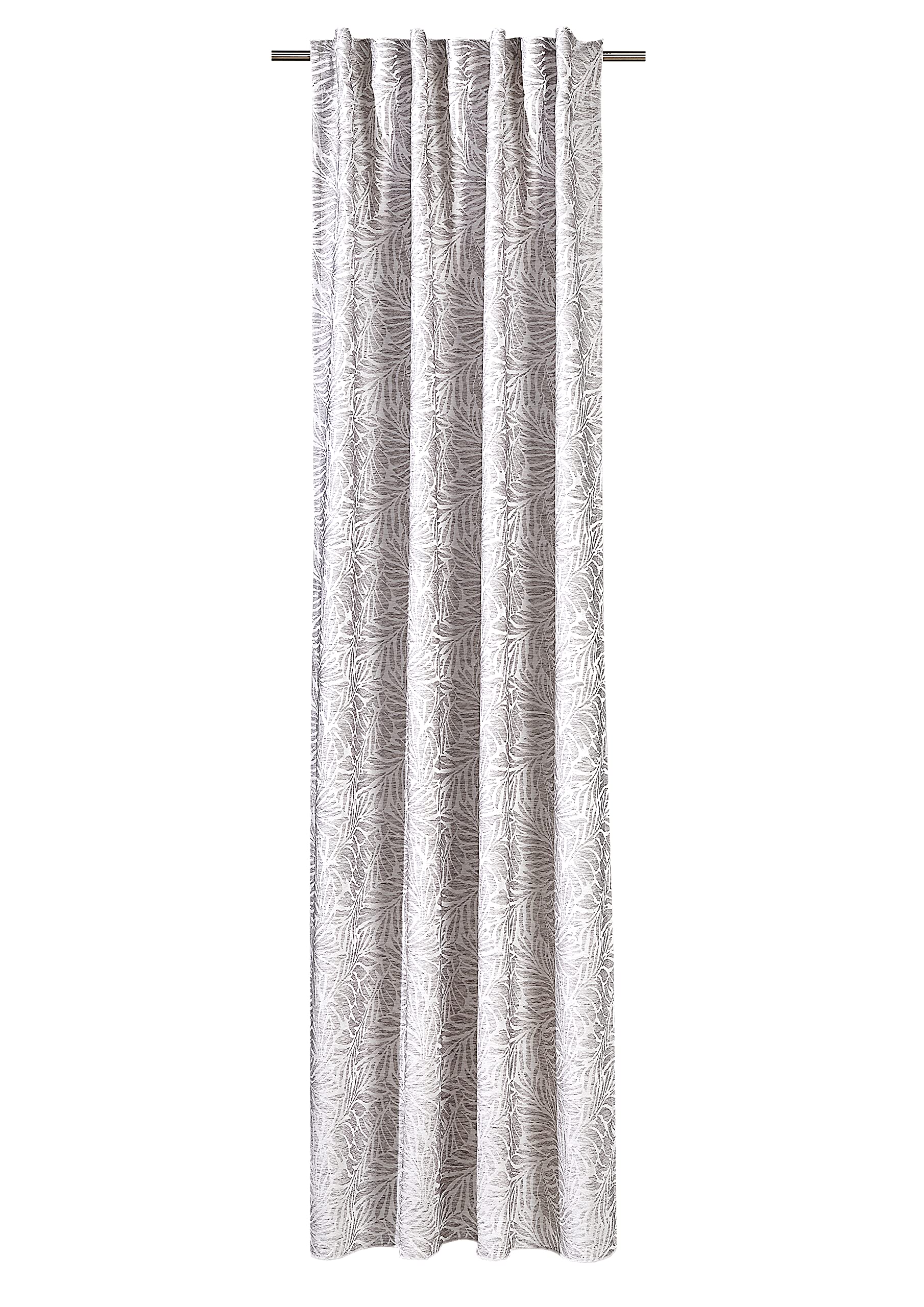 Verdi Maurice Tab-Top Curtain 140 x 245 cm Grey Jacquard Fabric Leaf Pattern Opaque, W 55.1" x L 96.5" (1 Panels)