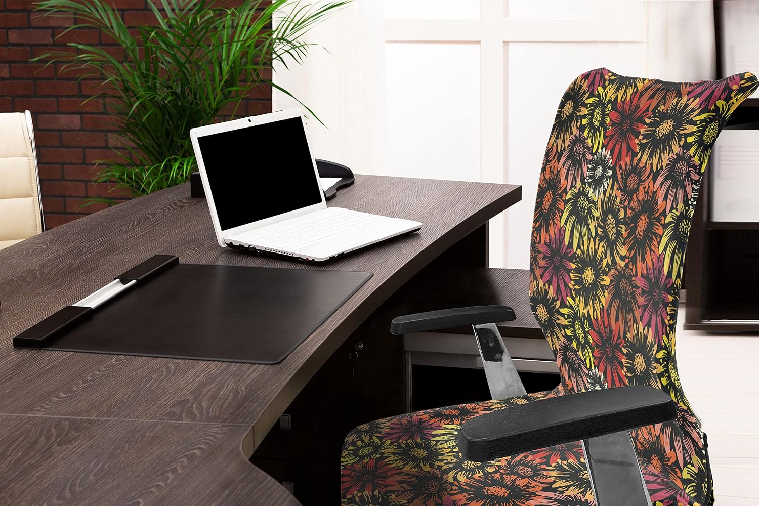 Ambesonne Floral Office Chair Cover, Vintage Daisy and Sunflowers Retro Grunge Vibrant Pattern Print, Stretchable Decorative Universal Size High Back Printed Slipcover, Multicolor