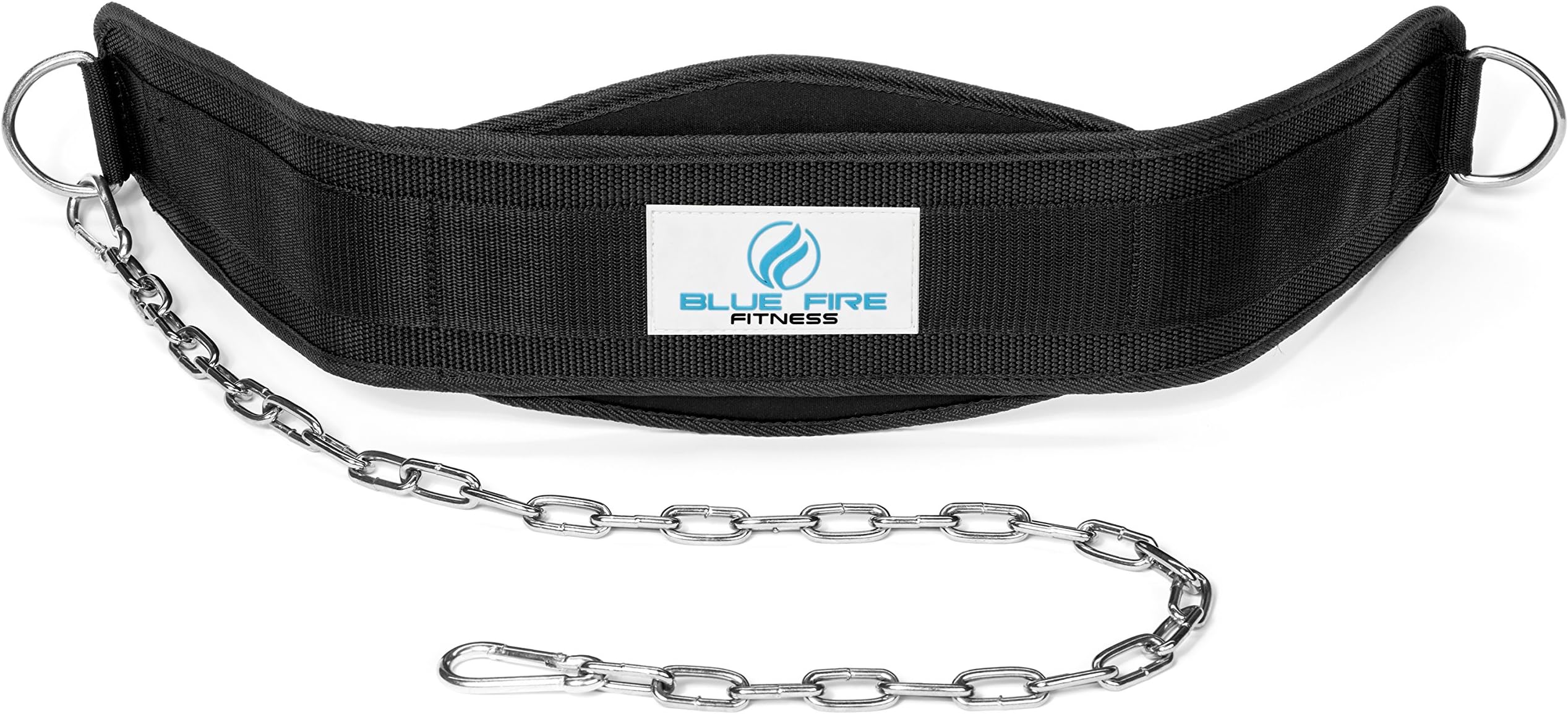 Blue Fire Fitness Dip Weight Belt and Chain for Pull Up and Dip Exercises. Great for Home Gym.Features Durable Nylon, Long Heavy Duty Steel Chain and Free PDF Guide