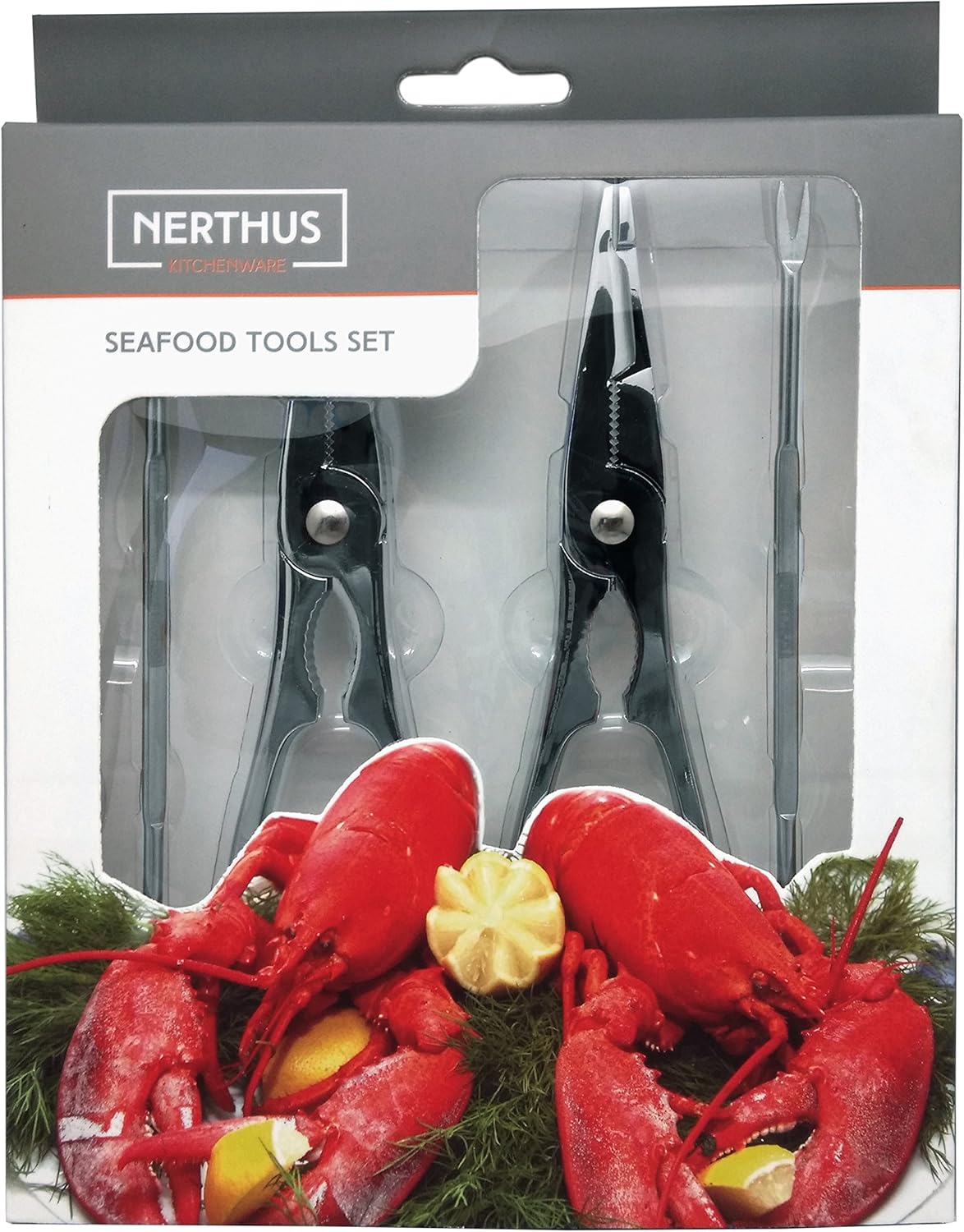 Vin Bouquet Seafood Tools Set, Stainless Steel, Silver, 17 x 19 x 1.7 cm