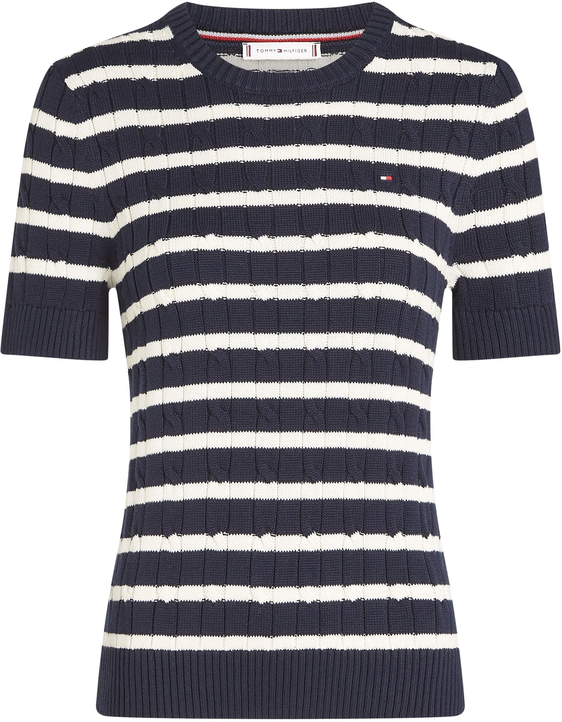 Tommy Hilfiger Swetry damskie, Niebieski (Dark Night Navy/Ivory Petal Stp), XXS