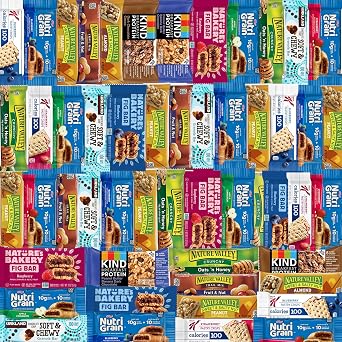 Granola Bars Variety Pack 65 Count Healthy Granola Bars Bulk Variety Snack Box Office Snacks & Healthy Breakfast Bars for Adults and Kids Grab and Go Assorted Flavors