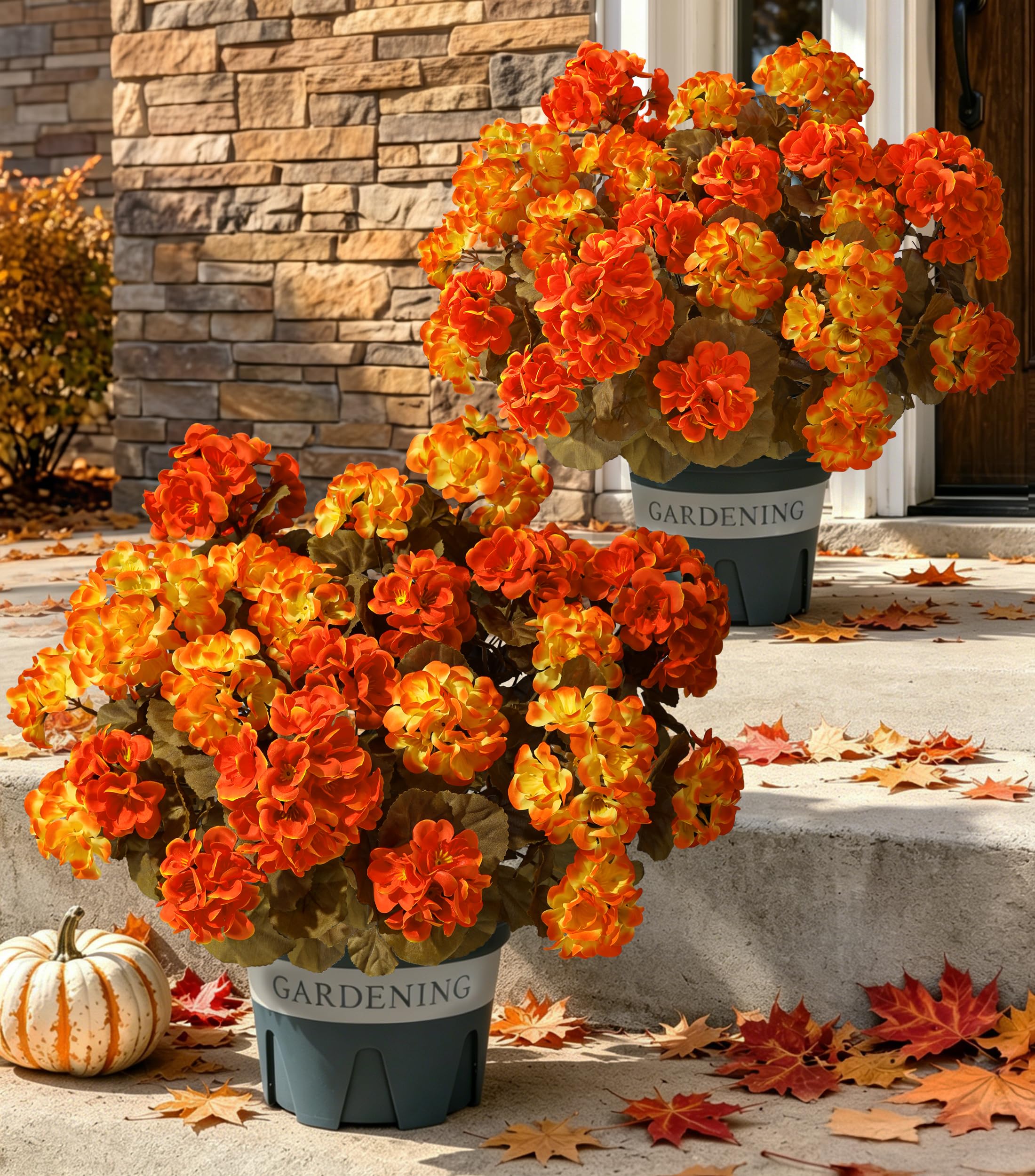 FancyPlus Geraniums Fall Flowers Artificial Flowers for Outdoors