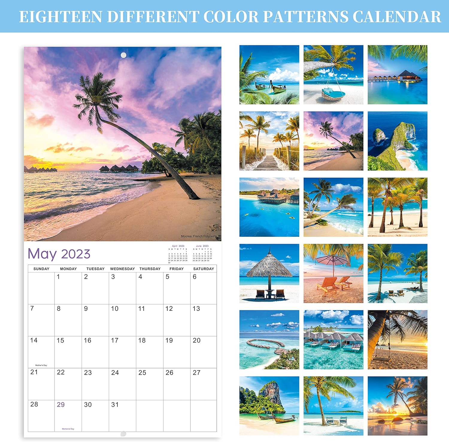 2023 Wall Calendar – Wall Calendar 2023-2024, 18 Months from Jan 2023 - Jun 2024, 12" x 24" (Open), 12" x 12" (Closed), 2023 Calendar with Daily Blocks, Perfect Calendar for Planning – Tropical Island : Office Products