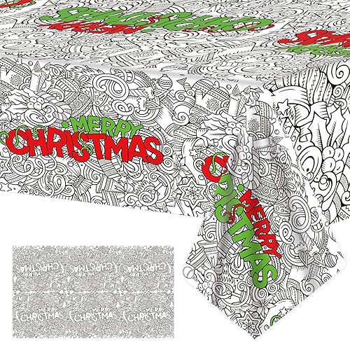 Mantel gigante para colorear de Navidad para niños, pósteres de copos de nieve, actividad, gran color, papel de Navidad, cubierta de mesa para
