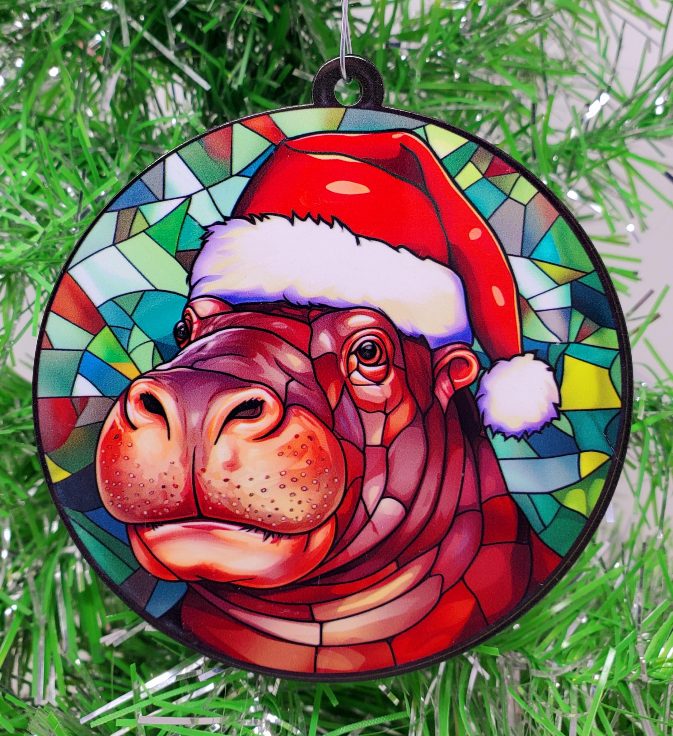 Décoration de Noël hippopotame Père Noël idée cadeau originale