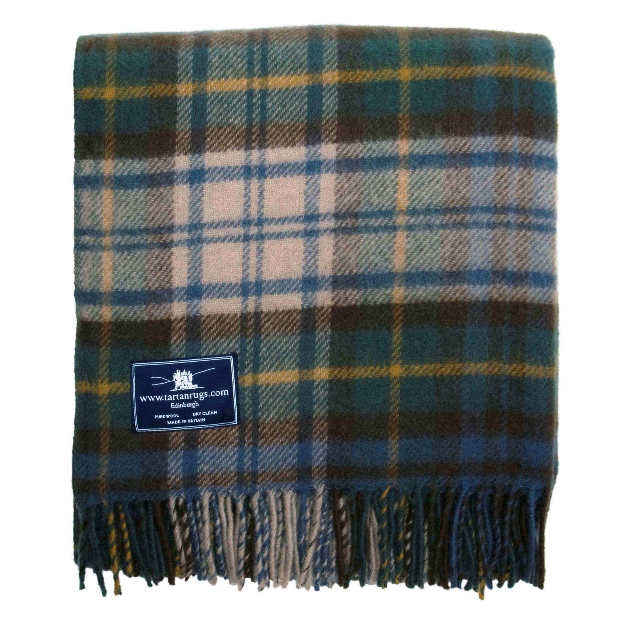 Tweedmill Textiles White Antique Dress Gordon Tartan Premium Wool Travel Rug