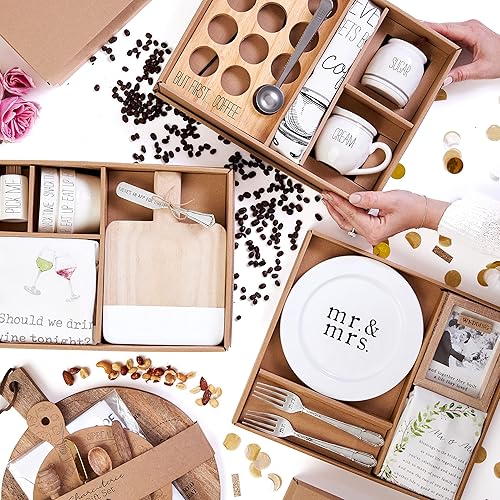 Miniatura 7 de Mud Pie Juego de caja de regalo de café | Incluye soporte para cápsulas de café, juego de crema y azúcar, cuchara de café y toalla de mano