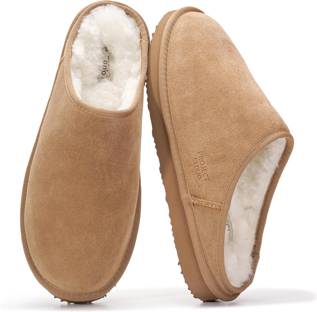Pantuflas de espuma viscoelástica de piel de oveja 100 % auténtica para hombre