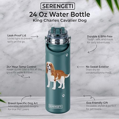 Miniatura 57 de E&S Pets SERENGETI - Botella de agua de acero inoxidable de 24 onzas con tapa a prueba de derrames, doble pared aislada al vacío, impresión 3D