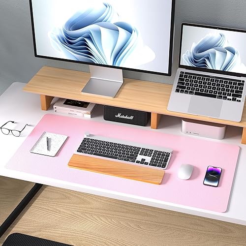 Miniatura 243 de Aothia Protector de escritorio de cuero, alfombrilla para mouse, alfombrilla de escritorio de oficina, antideslizante, de piel sintética, Agua,Azul