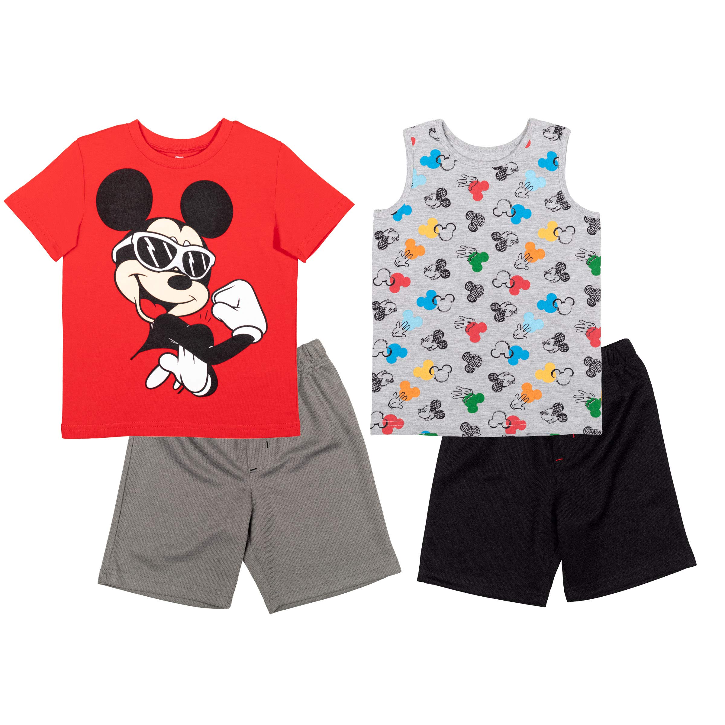 Mickey Mouse Boys 4 Piece Tank Top T-Shirt Athletic Shorts Set