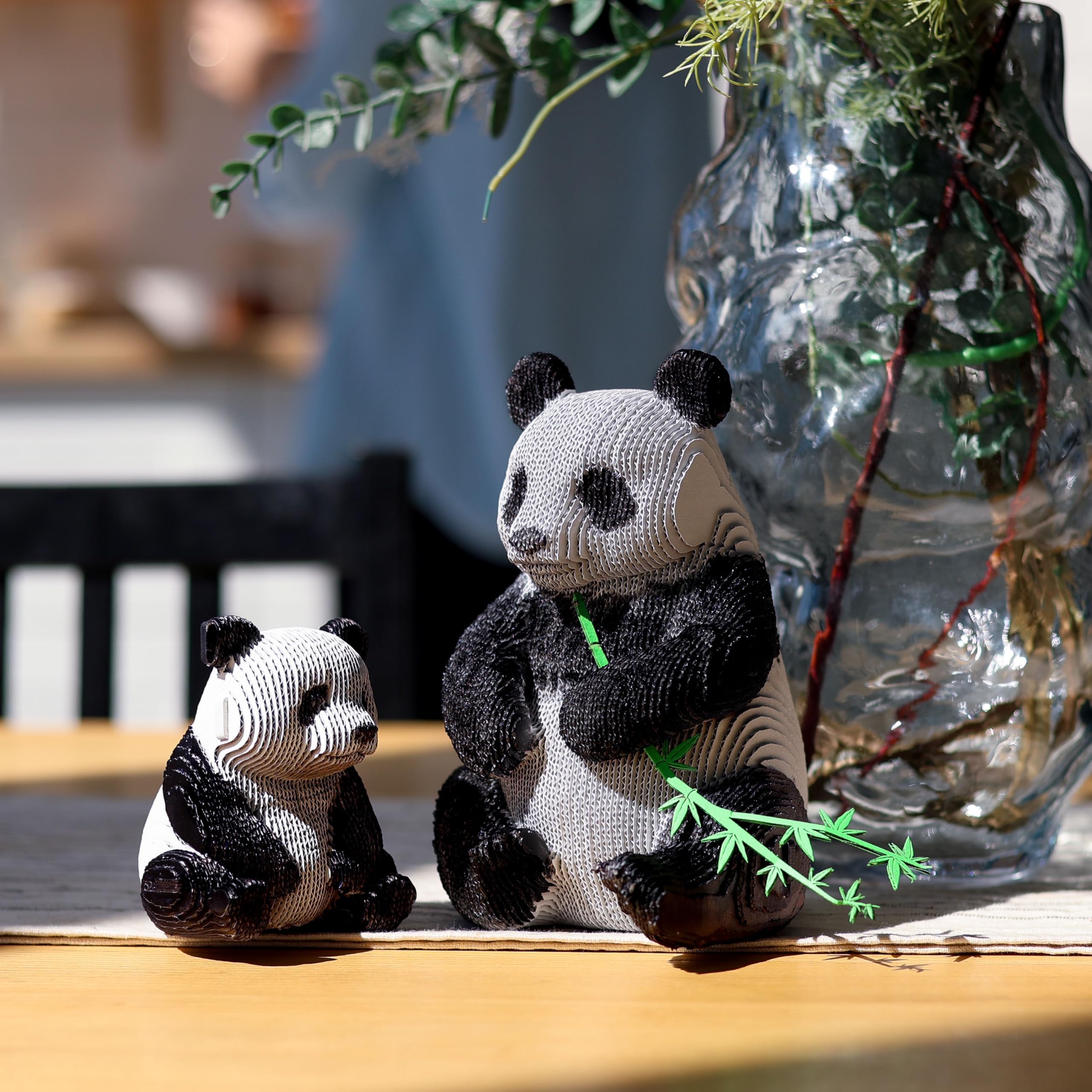 Panda Famille Puzzle 3D en Carton – Coffret 2 Maquettes | 164 Pièces – Kit Sculptures DIY à Peindre, Matériaux Recyclés, Ados & Adultes, Idée Cadeau Déco