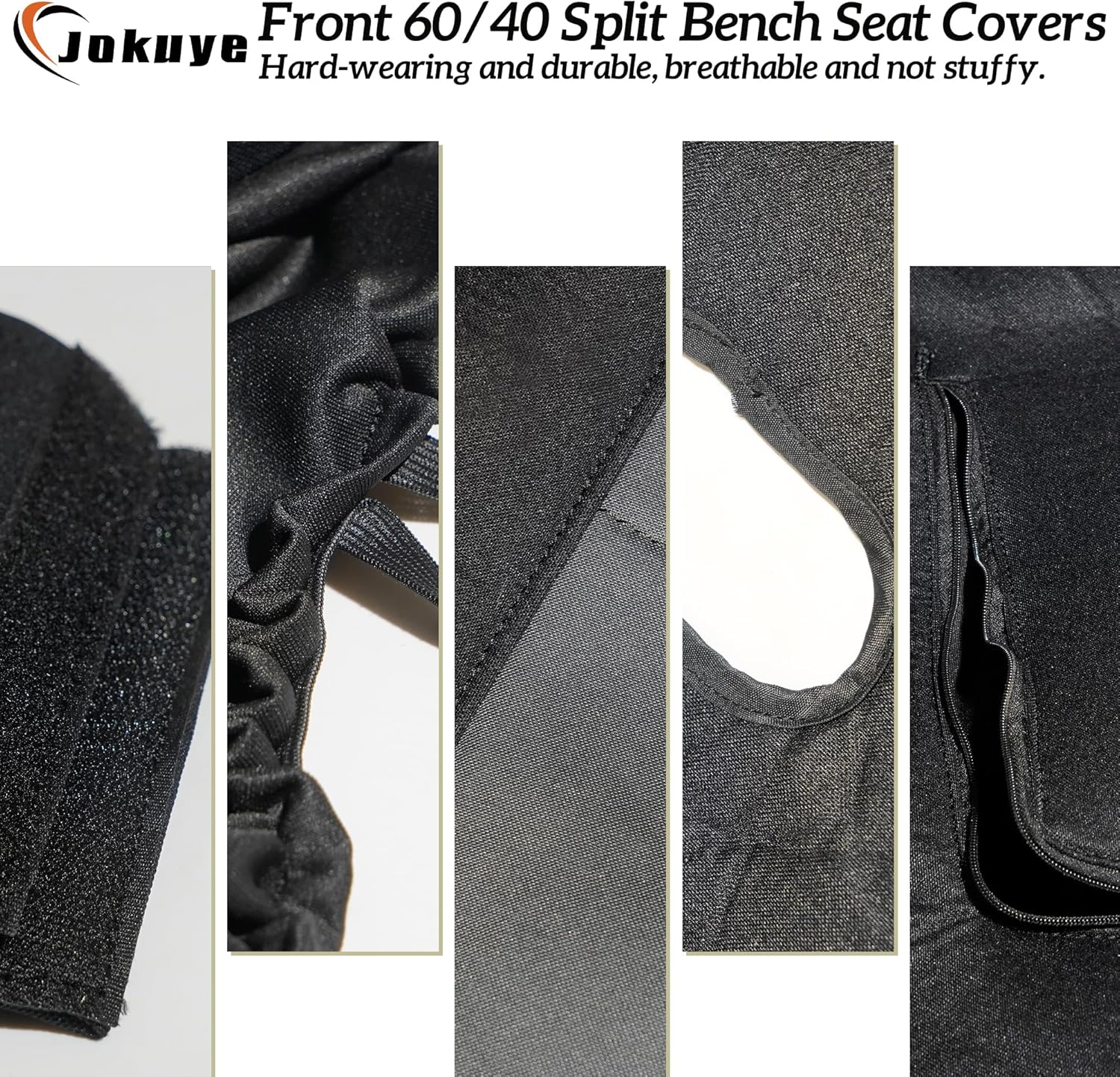 Jokuye 60/40 Front Split Bench Seat Covers for Toyota Tacoma 1995 1996 1997 1998 1999 2000，Heavy Duty Polyester Fabric with Headrest & Console Covers, Easy Install – Red