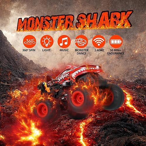 Miniatura 3 de Auto a control remoto, juguete de camión monstruo todo terreno de 2.4 GHz, camión RC con música, 3 efectos de iluminación, capacidad de 360