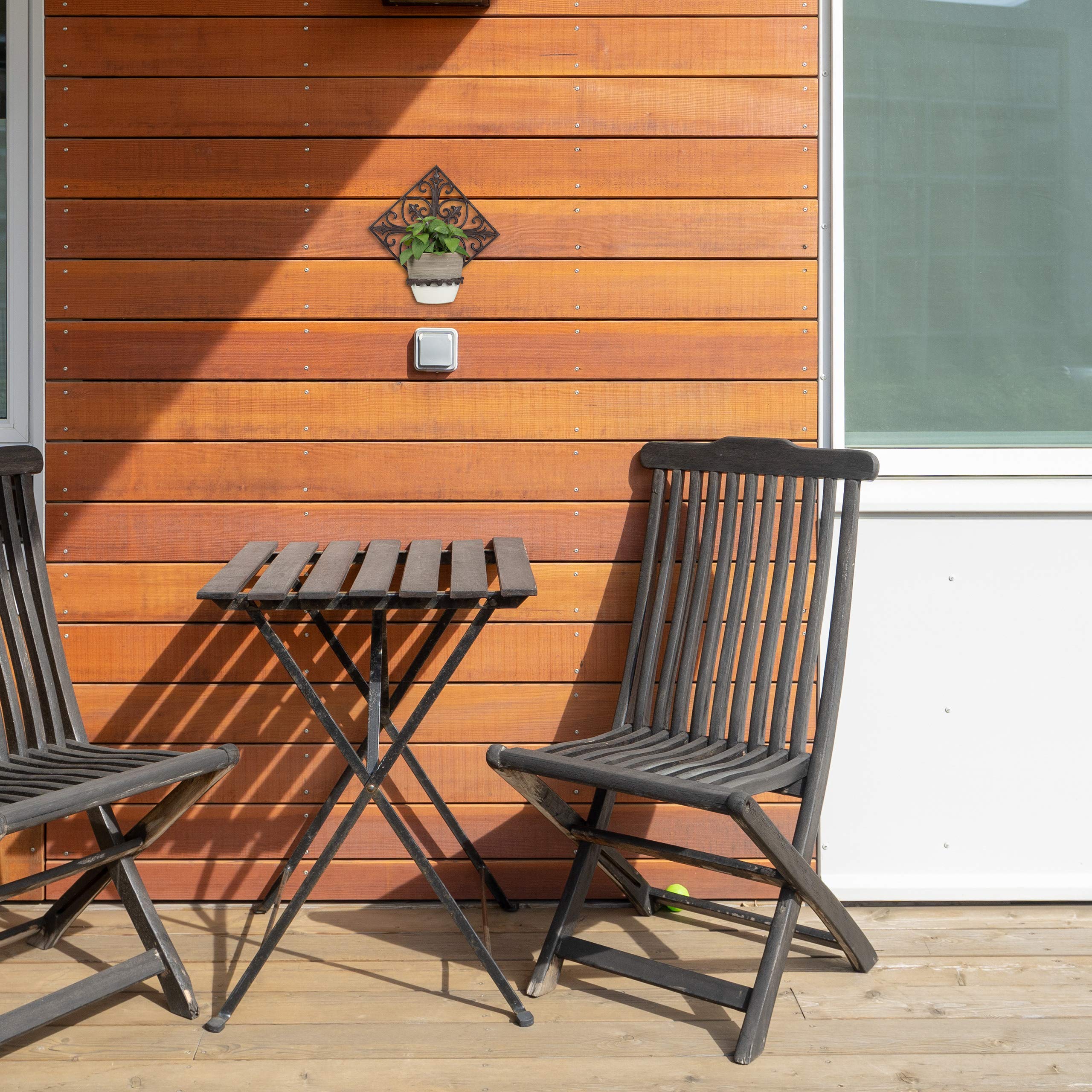 Relaxdays 4x Portavasi da Parete in Ghisa, da Appendere, per il Giardino, Ø 13 cm, Decorativo, da Esterno, Marrone Scuro