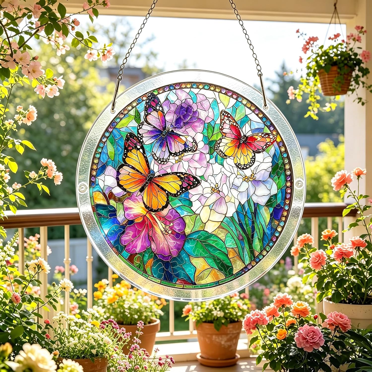 Acrylic Jigsaw Puzzle Suncatcher, Stained Glass Window Hanging, DIY Suncatcher Kit Home Decor for Window Garden Hanging, Gift for Women, Mom, Friends (H, 8 inch)