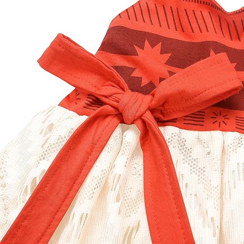 Miniatura 7 de HenzWorld Disfraz de princesa de Moana para niñas pequeñas, vestido de aventura, Halloween, cosplay, fiesta, tema, cumpleaños, conjunto de